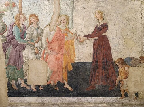 Venus and the Three Graces Presenting Gifts to a Young Woman by Sandro Botticelli